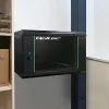 Qoltec 54465 armário rack de parede de 19 polegadas 6U, 600 x 370 x 600 mm, porta de vidro temperado, aço SPCC