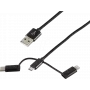 Cabo USB ShiverPeaks BS14-50068 1m USB A USB C/Micro-USB B/Lightning preto