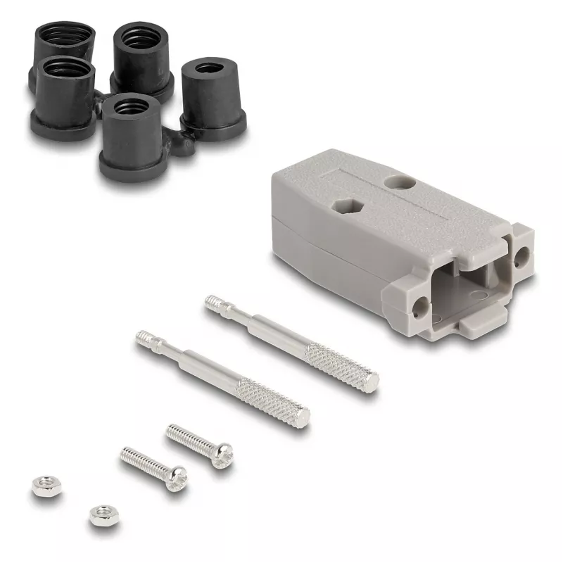 DeLOCK 67030 caixa D-Sub de plástico para ficha macho / fêmea de 9 pinos com vedantes de borracha