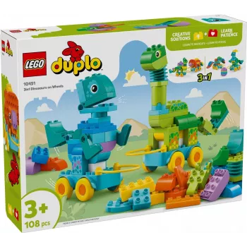 Brinquedo de construção LEGO DUPLO 10451 Dinossauros sobre Rodas conjunto 3-em-1, 108 peças, idade 3+, altura 220 mm