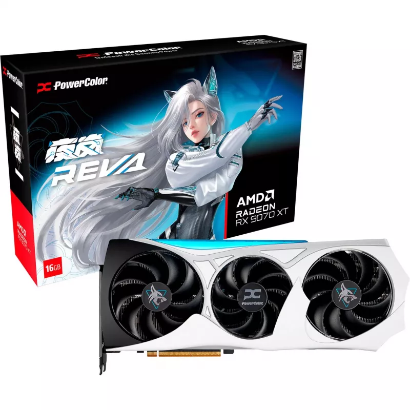 Placa gráfica power color Hellhound RX 9070 XT 16GB OC (RX9070XT 16G-L/OC/REVA)