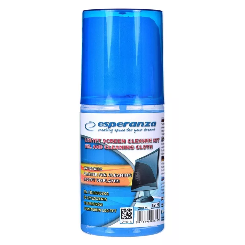 Conjunto de limpeza de ecrãs ESPERANZA ES121 para LCD/TFT/Plasma, 200 ml