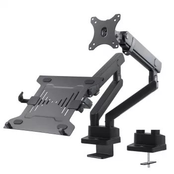 Suporte de mesa duplo para monitor e portátil MACLEAN MC-813 para ecrãs 17–32 polegadas, VESA 75x75/100x100