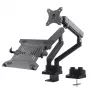 Suporte de mesa duplo para monitor e portátil MACLEAN MC-813 para ecrãs 17–32 polegadas, VESA 75x75/100x100