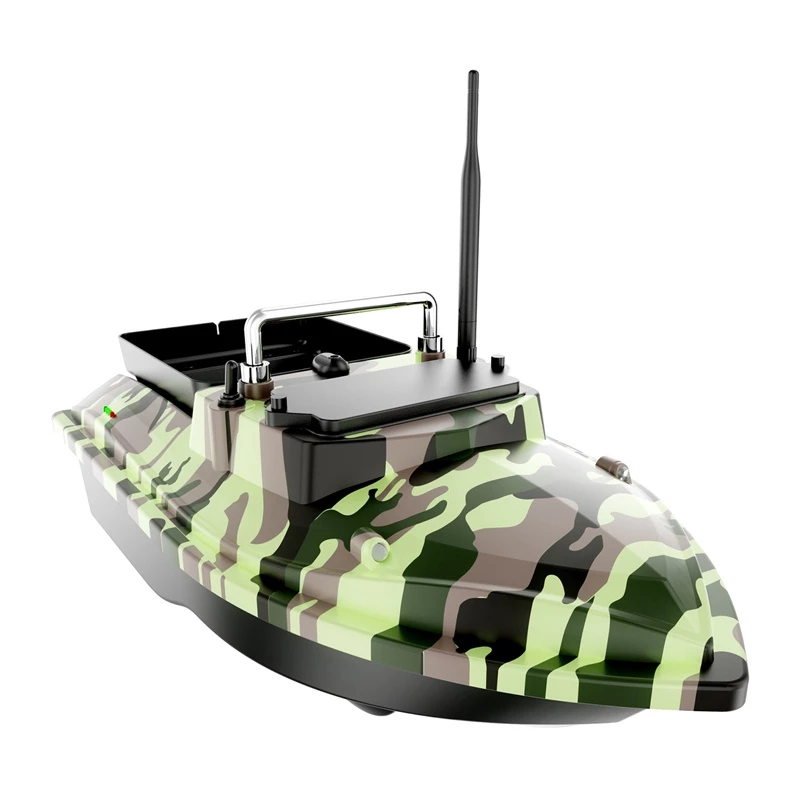Barco isco Flytec V050 com bateria de 12000mAh, verde camuflado — barco de alimentação telecomandado