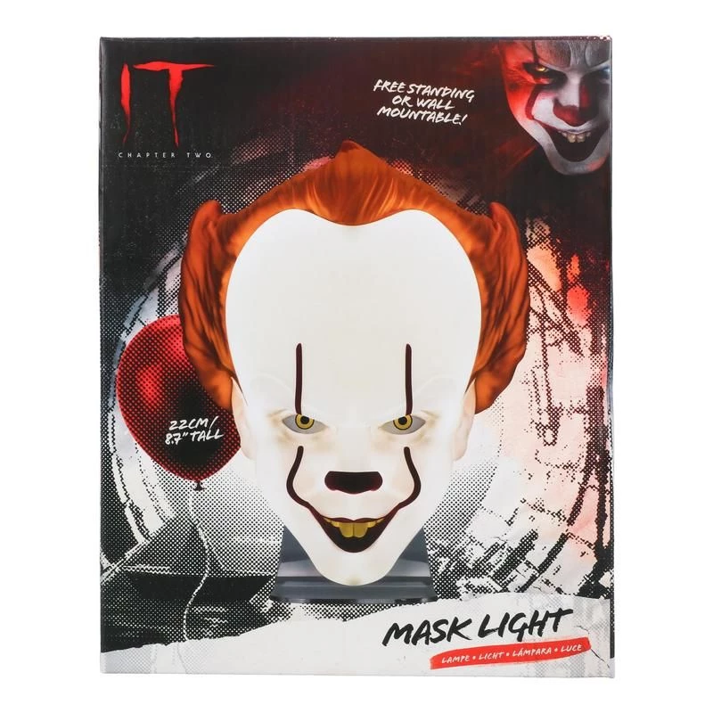 Candeeiro de mesa Paladone máscara luminosa PP11207ITV2 Pennywise LED, candeeiro temático em forma de máscara