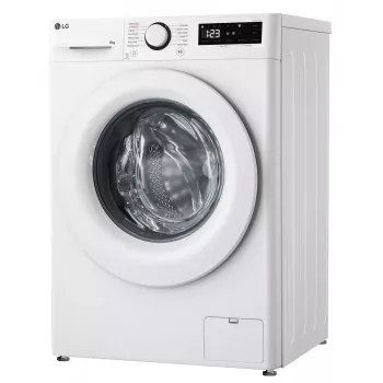 LG | Máquina de lavar roupa | F2WR508SWW | Classe de eficiência energética A-10% | Carga frontal | Capacidade de lavagem 8 kg | 1200 rpm | Profundidade 47,5 cm | Largura 60 cm | Visor | LED | Função vapor