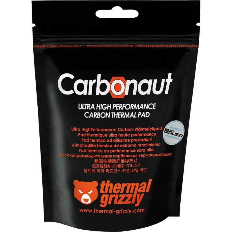 Almofada térmica Thermal Grizzly Carbonaut 32×32 mm, 0,2 mm de espessura, cor carbono