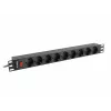 Lanberg PDU-09F-0300-BK PDU de rack 1U, 9x Schuko, 16 A, 3 m, preto