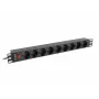 Unidade de distribuição de energia LANBERG PDU-09F-0300-BK — 9 tomadas Type-F, cabo de 3 m, caixa de alumínio, 10 A