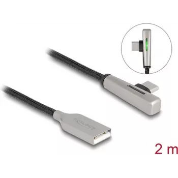 Cabo USB 2.0 DeLOCK Type-A macho para Type-C macho angular 60W 2m