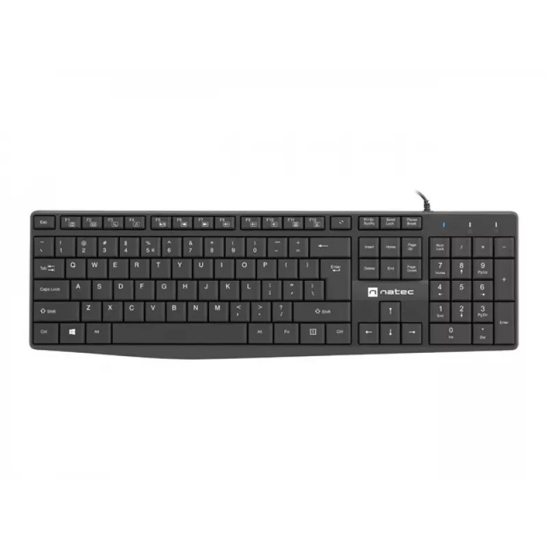 Teclado com fio de tamanho completo NATEC NAUTILUS NKL-1950 — USB, QWERTY US International, 105 teclas, preto