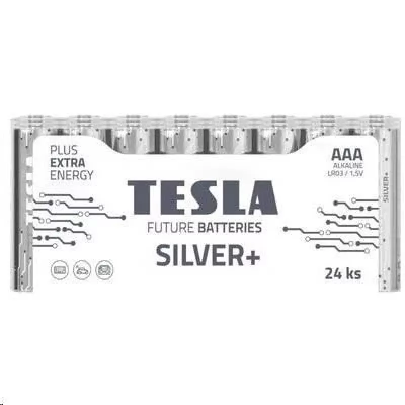 Pilhas Tesla AAA prateado+ alcalinas LR03 1150 mAh (24 unid.) (13032410)