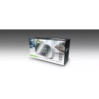 Rádio-relógio Muse M-170CMR — rádio-relógio digital, ecrã LED de 1,2 polegadas, FM, AC 230V, backup AAA, espelho/branco