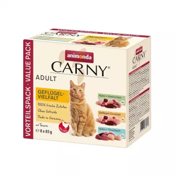 ANIMONDA Carny Adult Mix de aves - Alimento húmido para gatos - 8x85 g