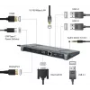 Dock para portátil Gembird A-CM-COMBO9-02 USB 3.2 Gen 1 Type-C, HDMI, VGA, 3×USB-A, Gigabit Ethernet, 87W PD, cinzento
