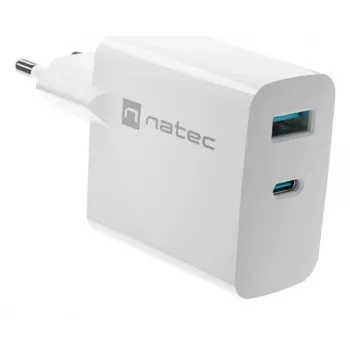 Carregador para dispositivos móveis NATEC NUC-2144 universal, branco, CA, carregamento rápido, interior