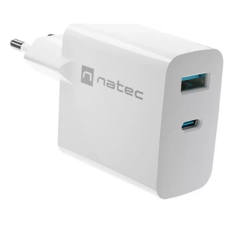 Carregador para dispositivos móveis NATEC NUC-2144 universal, branco, CA, carregamento rápido, interior