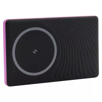 Powerbank RealPower PB-5000 MAG 5000 mAh, carregamento sem fios, USB-C, 20 W, rosa