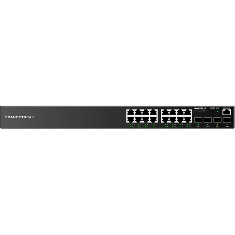 Switch gerido Grandstream GWN7802P L2+ PoE+, 16x Gigabit, 4x SFP