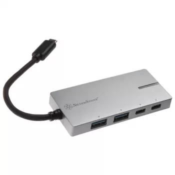 Adaptador USB 3.1-C SILVERSTONE SST-EP09C – conectividade USB-C para USB-A, acabamento prateado