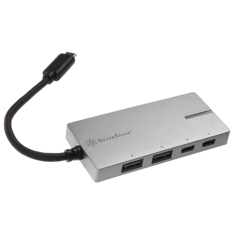 Adaptador USB 3.1-C SILVERSTONE SST-EP09C – conectividade USB-C para USB-A, acabamento prateado