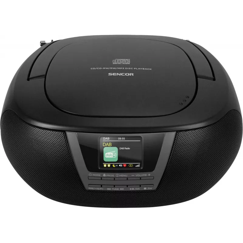 Sencor SPT 6200DB boombox com leitor CD/MP3 e rádio, DAB+/FM, Bluetooth, USB, AUX, 3 W, preto