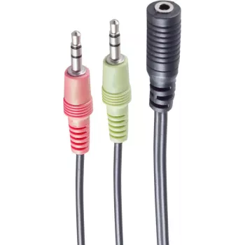 Cabo de áudio ShiverPeaks BS14-05040 0,15 m 2x3,5 mm ficha macho para conector fêmea preto