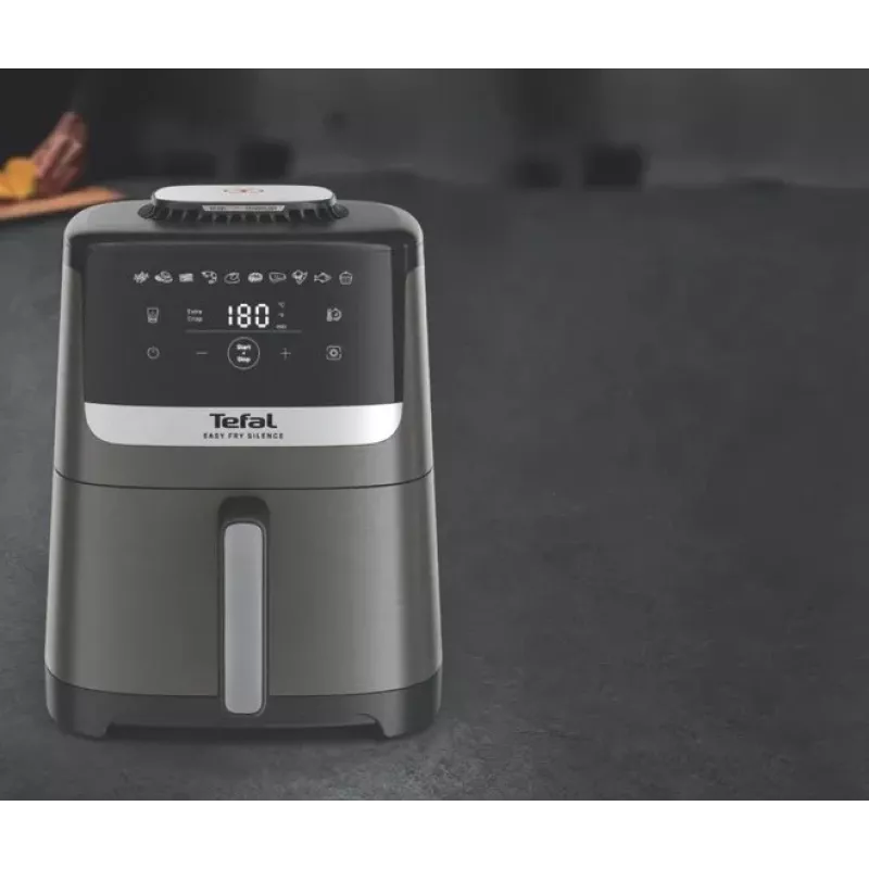 Fritadeira Tefal Easy Fry Silence EY551HE0 Individual 5 L Autónoma Fritadeira de ar quente Preto, Cinzento, Aço inoxidável