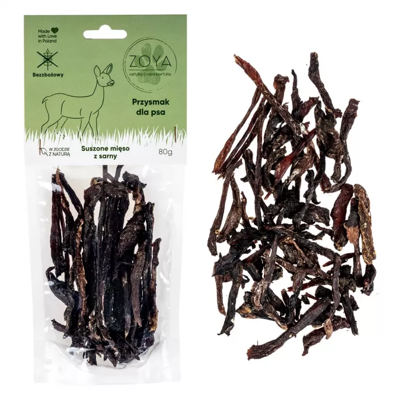 ZOYA Carne de veado seca – guloseimas para cães – 80g
