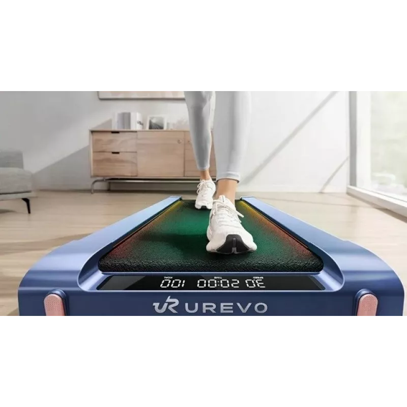 Passadeira UREVO CyberPad — superfície de corrida 419×1099 mm, motor 2,5 PS, velocidade 0,6–4 km/h, peso máximo do utilizador 120 kg