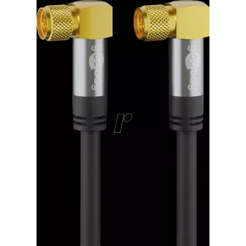 Goobay cabo de antena SAT (tipo 135 dB), blindagem quádrupla, 5 m, preto - banhado a ouro, conector F macho 90° > conector F macho 90° (70584)