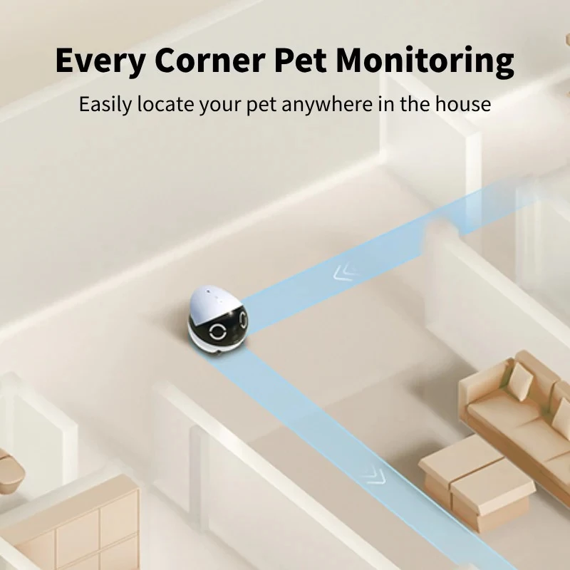 Enabot ROLA Mini robô companheiro para animais de estimação, laser, 5000 mAh, branco/preto