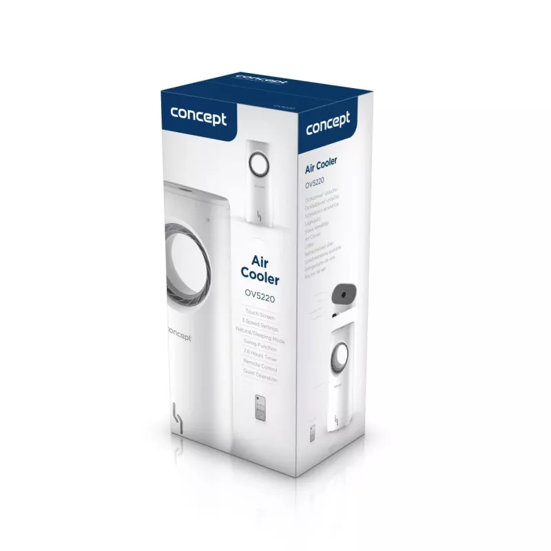 Ventilador de pé Concept Solution OV5220 — branco, 80 W, controlo tátil, 805 mm de altura