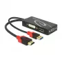 Adaptador de cabo de vídeo DeLOCK 62959 HDMI USB DVI-I VGA 0,135 m