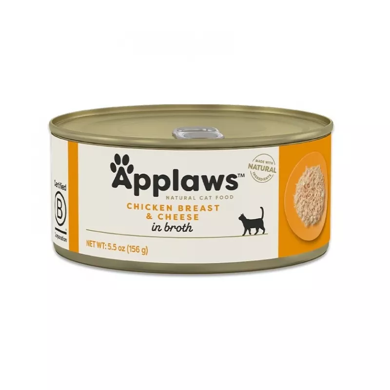 Applaws Peito de Frango com Queijo em Caldo, 156 g, Alimento húmido para gatos adultos