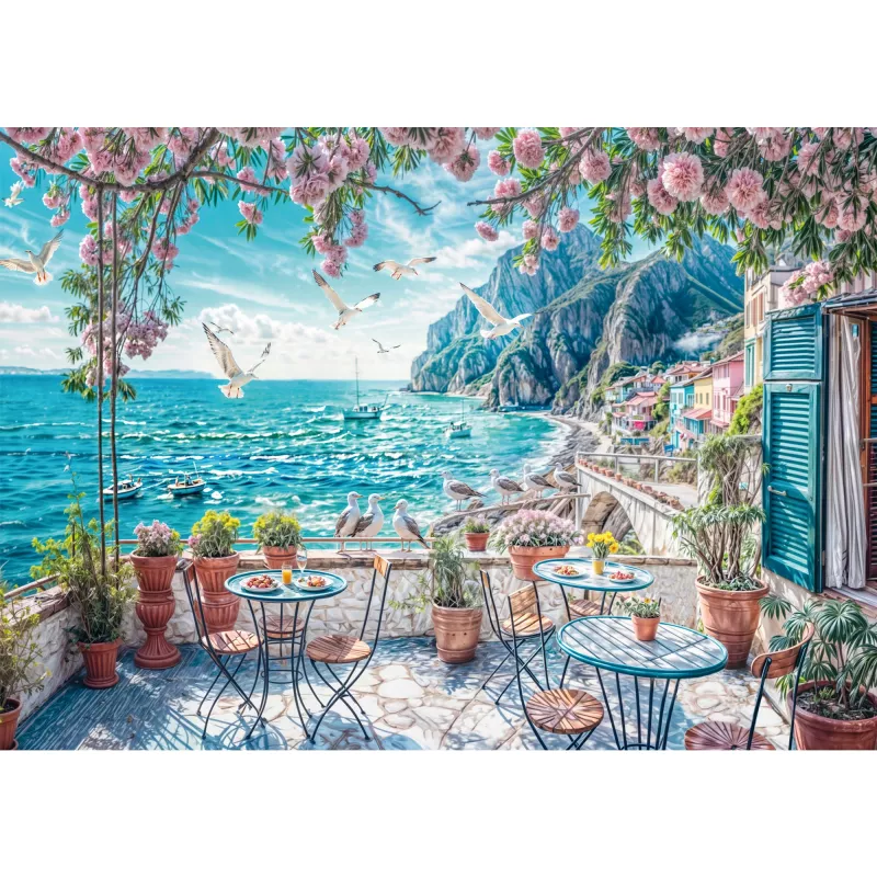 Schmidt Spiele Terrassen am Meer, puzzle de 1000 peças, cena marítima paisagística