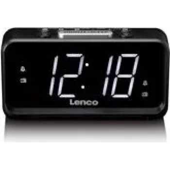 Despertador digital Lenco CR-28BK com rádio FM e função de carregamento USB