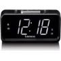 Despertador digital Lenco CR-28BK com rádio FM e função de carregamento USB