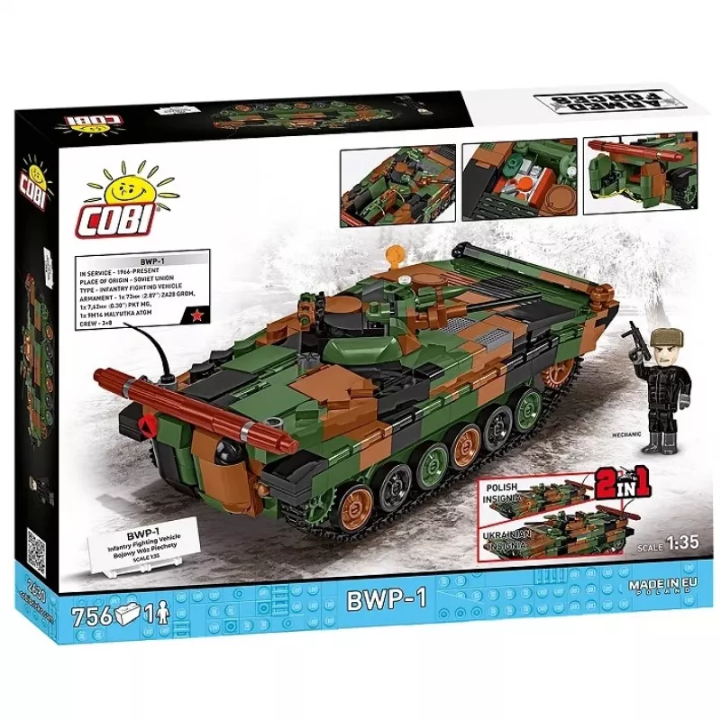 Conjunto de blocos Cobi Armed Forces BWP-1 2630 — conjunto modelo do veículo blindado anfíbio polaco-ucraniano