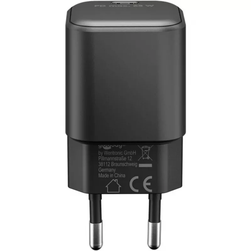 Conjunto de carregamento USB-C GOOBAY 74774 – carregador de 65 W com cabo USB-C têxtil de 1 m