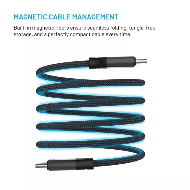 Cabo magnético trançado USB-C para USB-C FIXED FIXDBM-CC2-GR, USB 2.0, revestimento trançado, comprimento fixo, cinzento