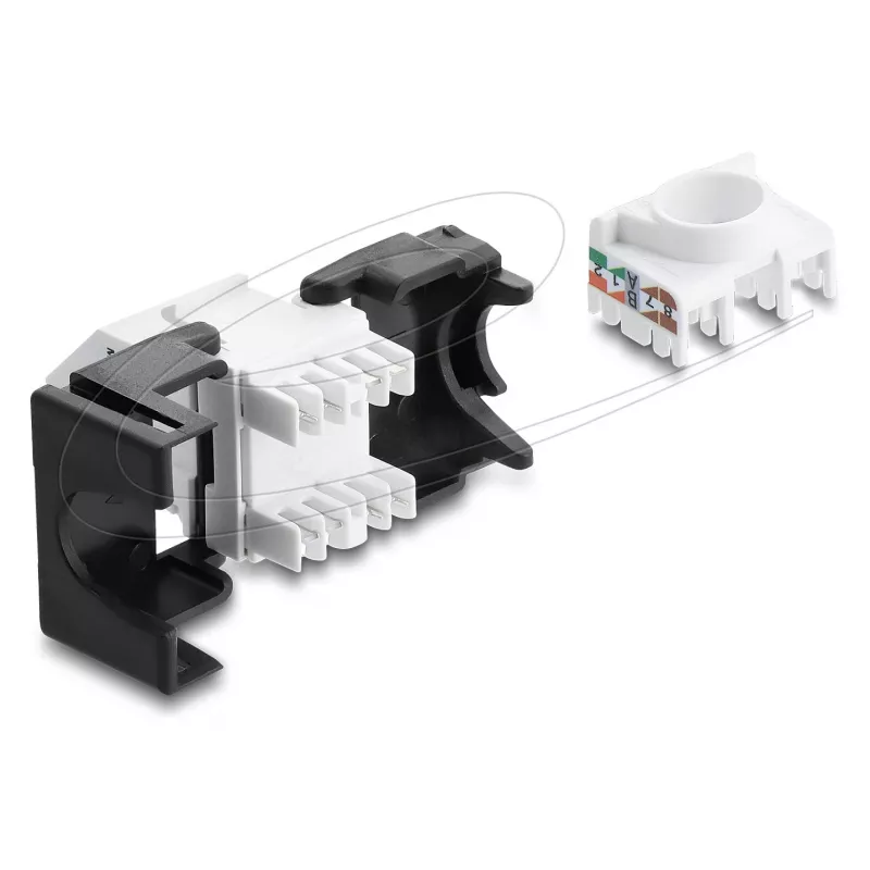 Módulo Keystone DELOCK conector fêmea RJ45 para LSA Cat.6 45° angular não blindado preto