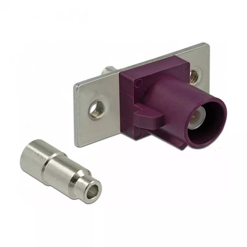 Ficha coaxial DELOCK 89819 FAKRA D macho, contactos dourados, 21,2×24×7,5 mm