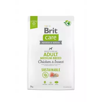 Ração seca para cães Brit Care Sustainable Adult Medium Breed frango e inseto, 3 kg, proteína 26%, gordura 16%