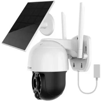 Câmara de vigilância IP Foscam B4 Dome 4 MP (2560×1440), Wi-Fi 2,4 GHz, IP65, solar + bateria 5000 mAh, rotação 355°, inclinação 90°