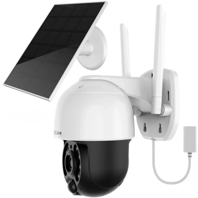 Foscam B4 câmara de segurança IP Wi-Fi para exterior, dome, 4 MP (2560 x 1440), com painel solar, a bateria, rotação e inclinação, zoom digital 6x, branca