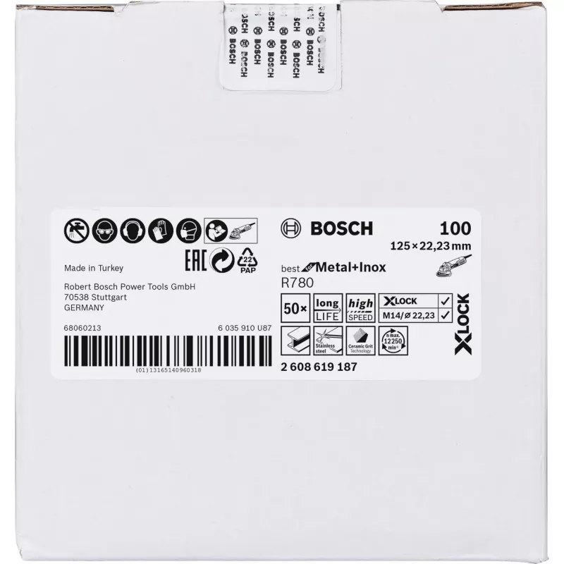 Acessório para ferramenta rotativa Bosch 2 608 619 187 disco de corte/lixa de aço