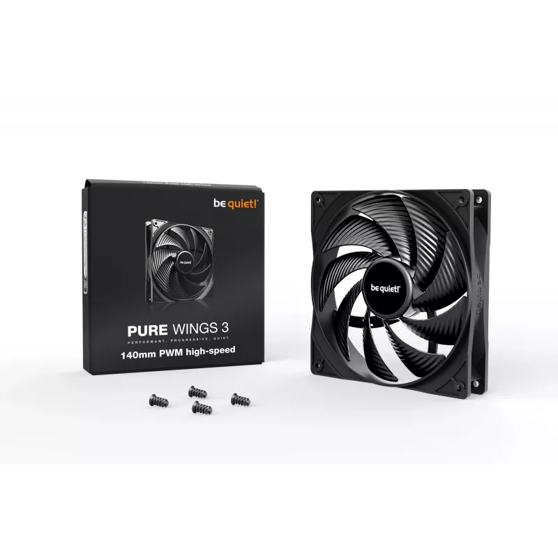 be quiet Pure Wings 3 140mm Ventoinha de caixa PWM de alta velocidade para computador 14 cm Preto 1 unid.