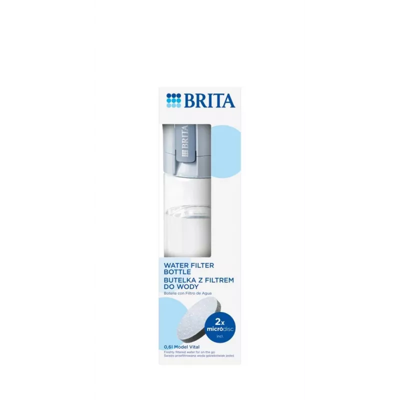 Garrafa com filtro BRITA Vital azul-pastel 600 ml com 2 filtros MicroDisc, sem BPA, apta para máquina de lavar louça